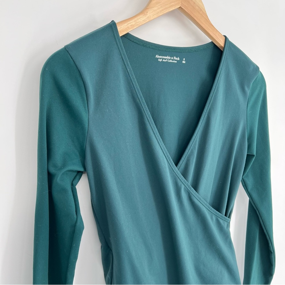 A & F Forest Green Wrap Bodysuit Long Sleeve Top‎ - Picture 2 of 11